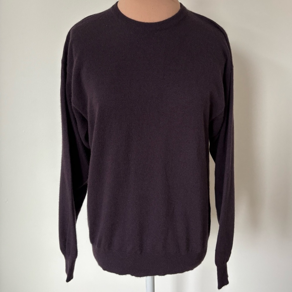 Holt Renfrew Classics Vintage Cashmere Knit Dark Purple Crewneck Sweater EUC S